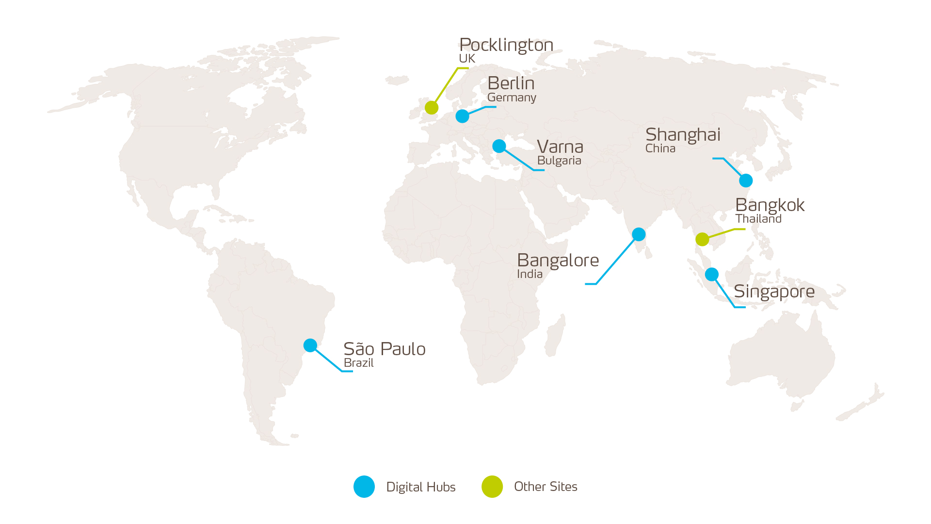 World map of Digital Farming Hubs and Sites