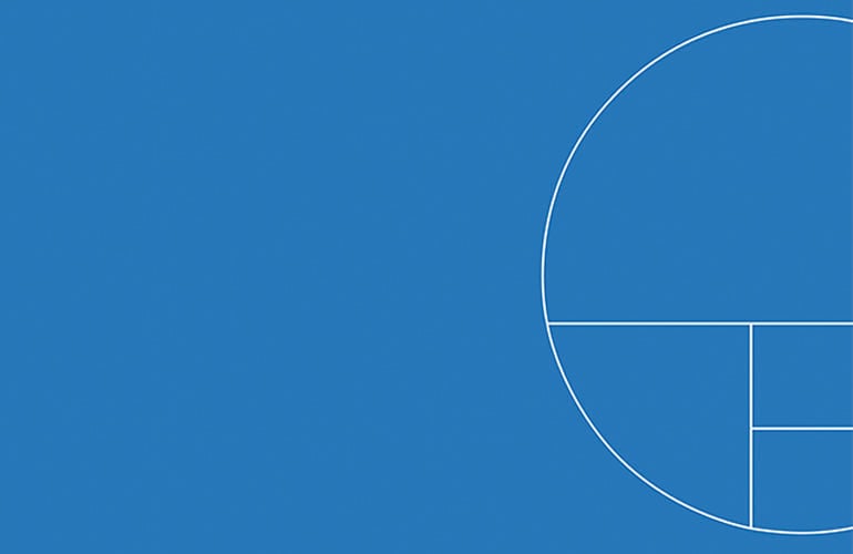 White circle on blue background